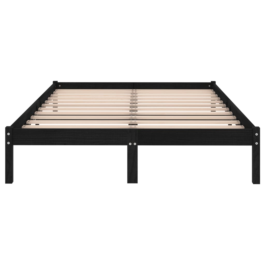 Okvir za krevet od masivne borovine crni 200 x 200 cm
