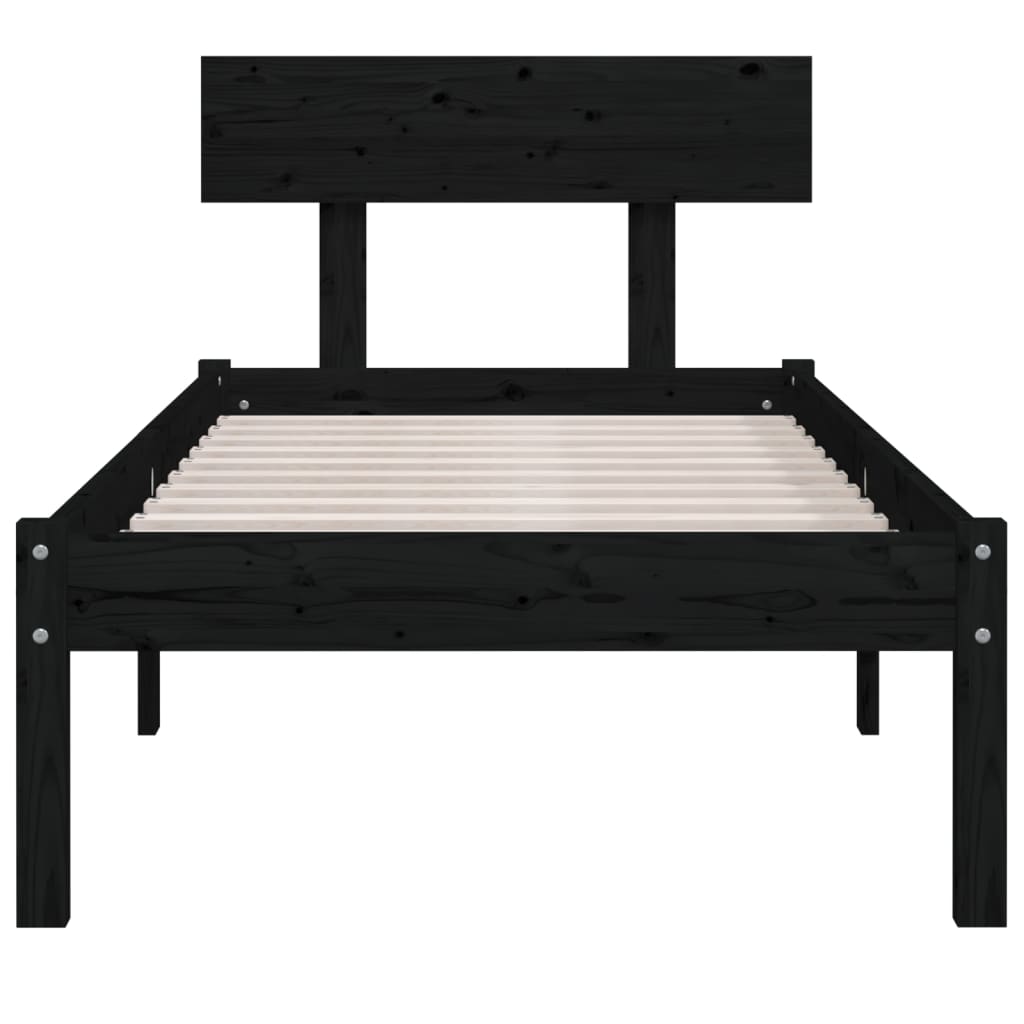 Okvir za krevet od masivnog drva crni 75 x 190 cm mali