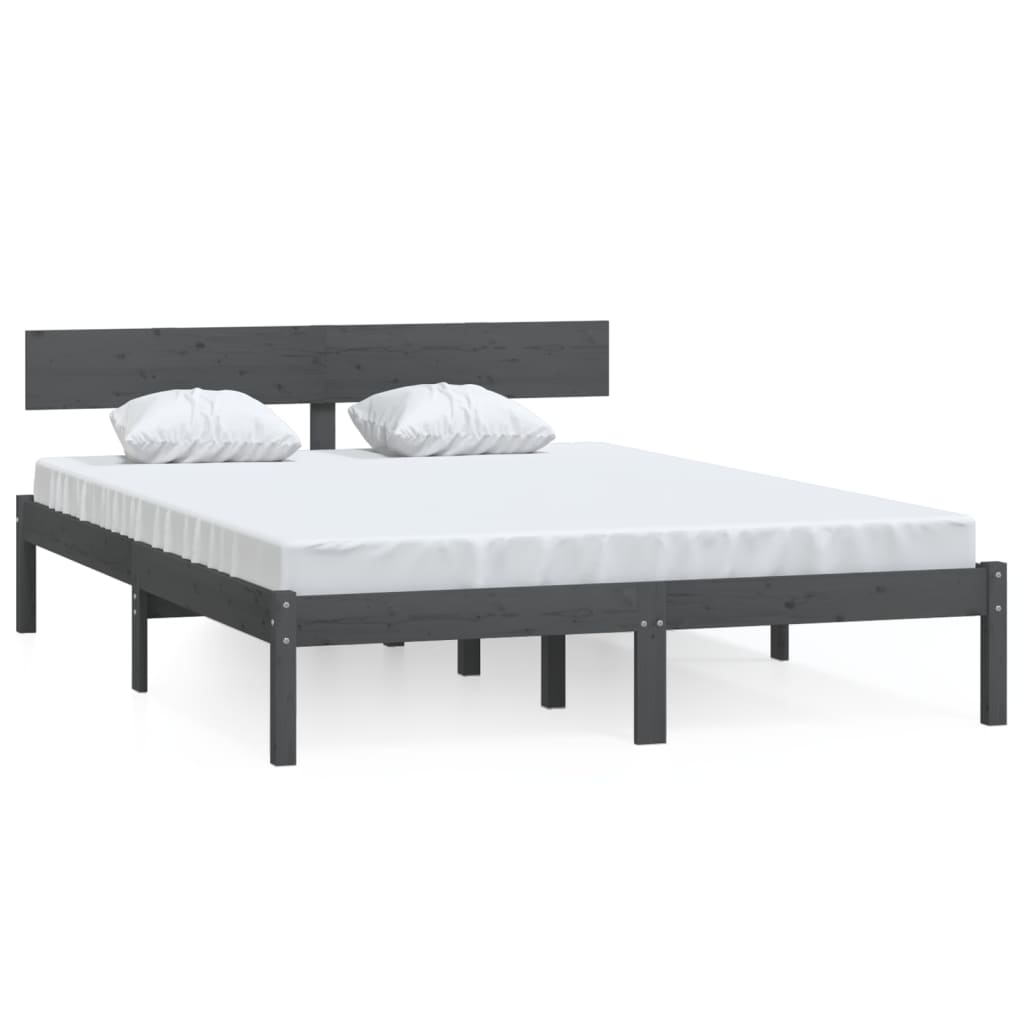 Okvir za krevet masivno drvo sivi 120 x 190 cm mali bračni