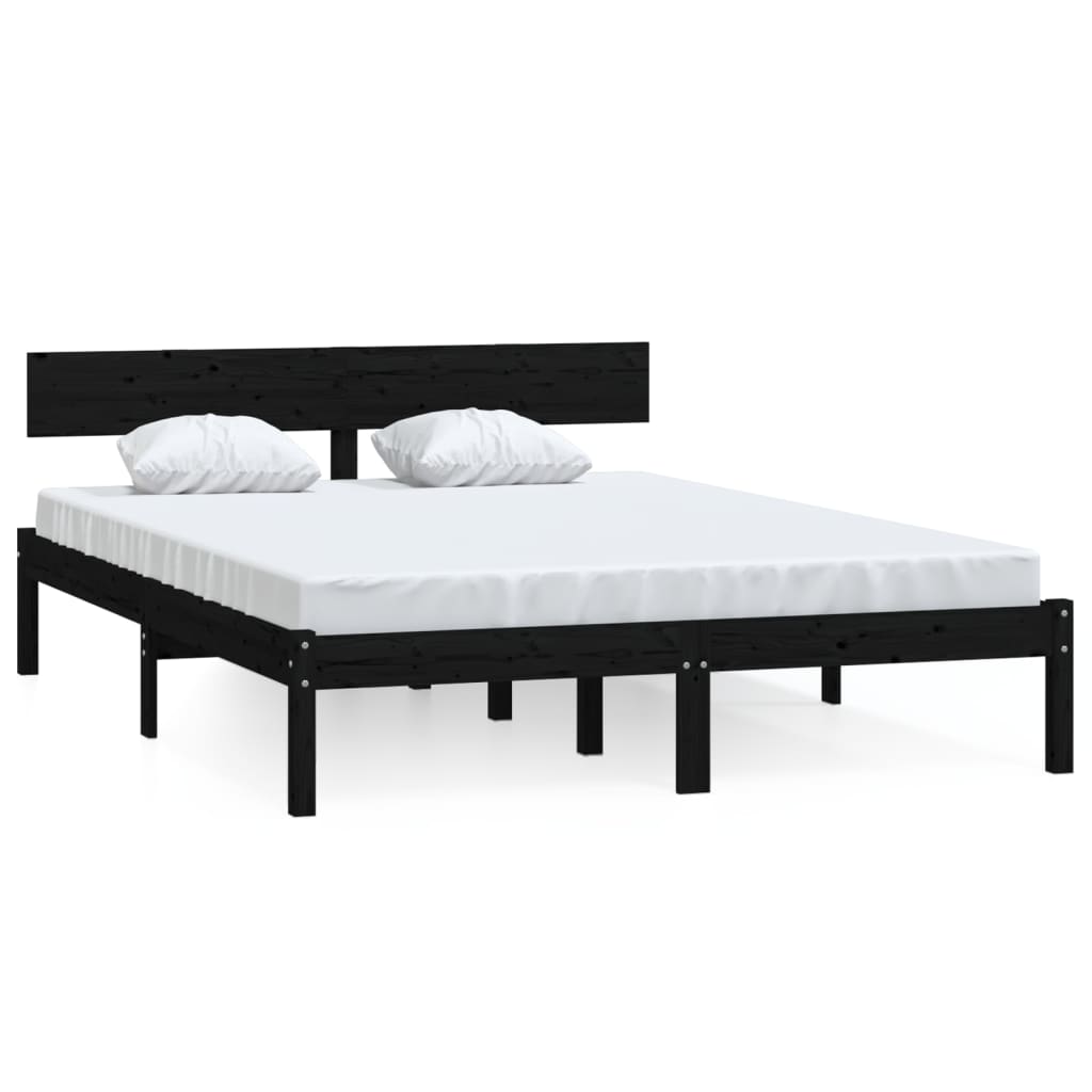 Okvir za krevet crni masivno drvo 120 x 190 cm mali bračni