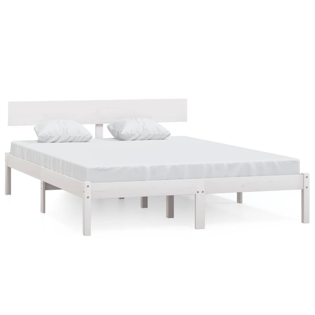 Okvir za krevet masivna borovina bijeli 135x190 cm bračni