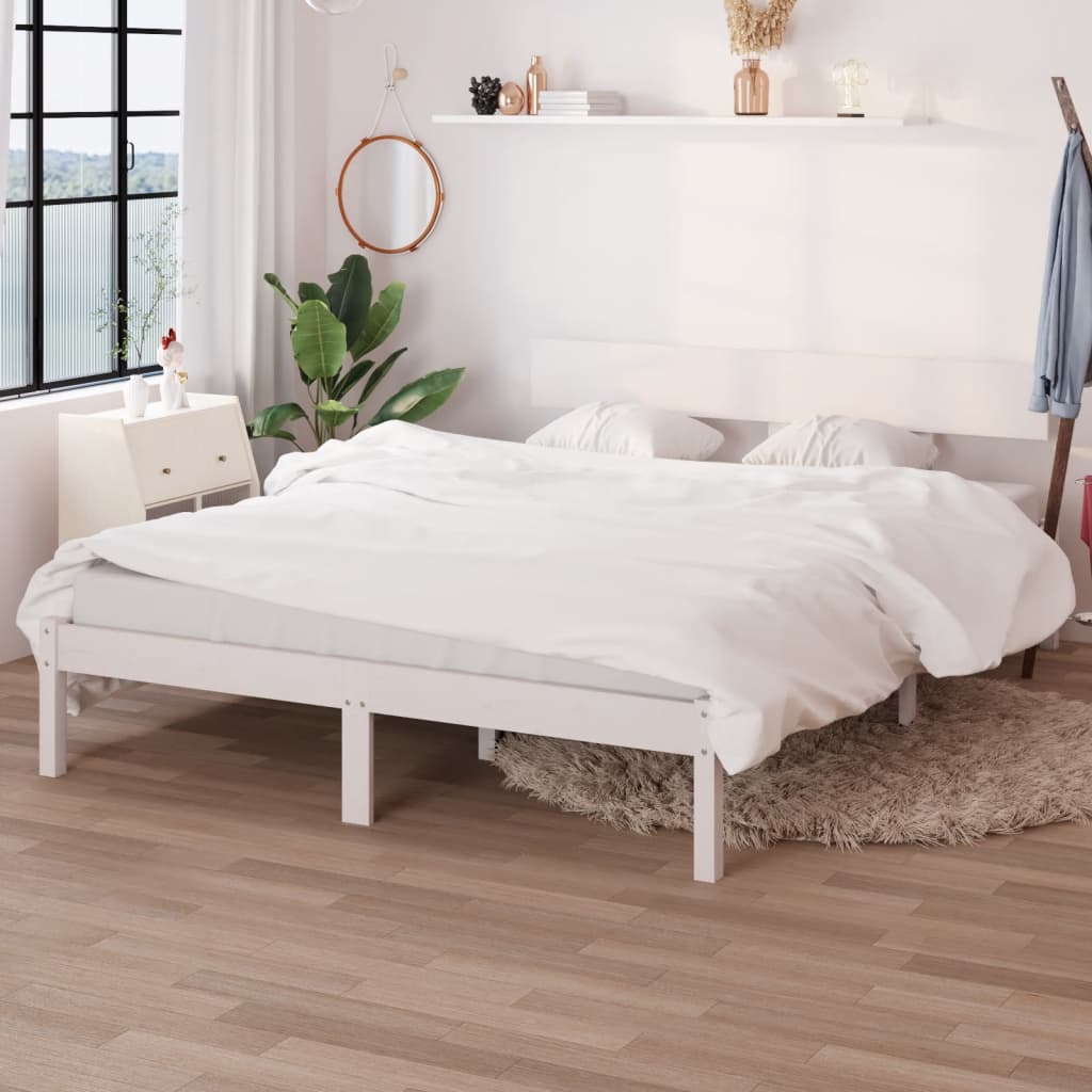 Okvir za krevet masivna borovina bijeli 135x190 cm bračni