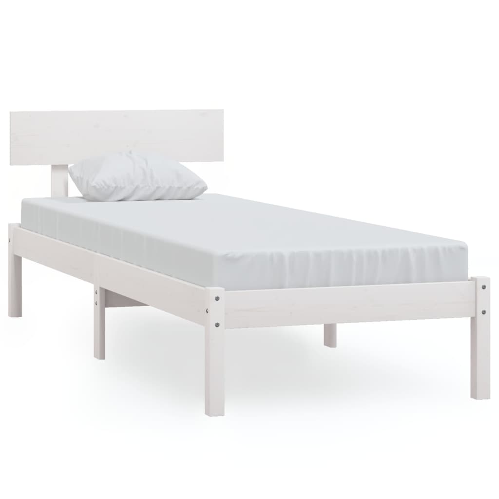 Okvir za krevet od masivne borovine bijeli 100 x 200 cm