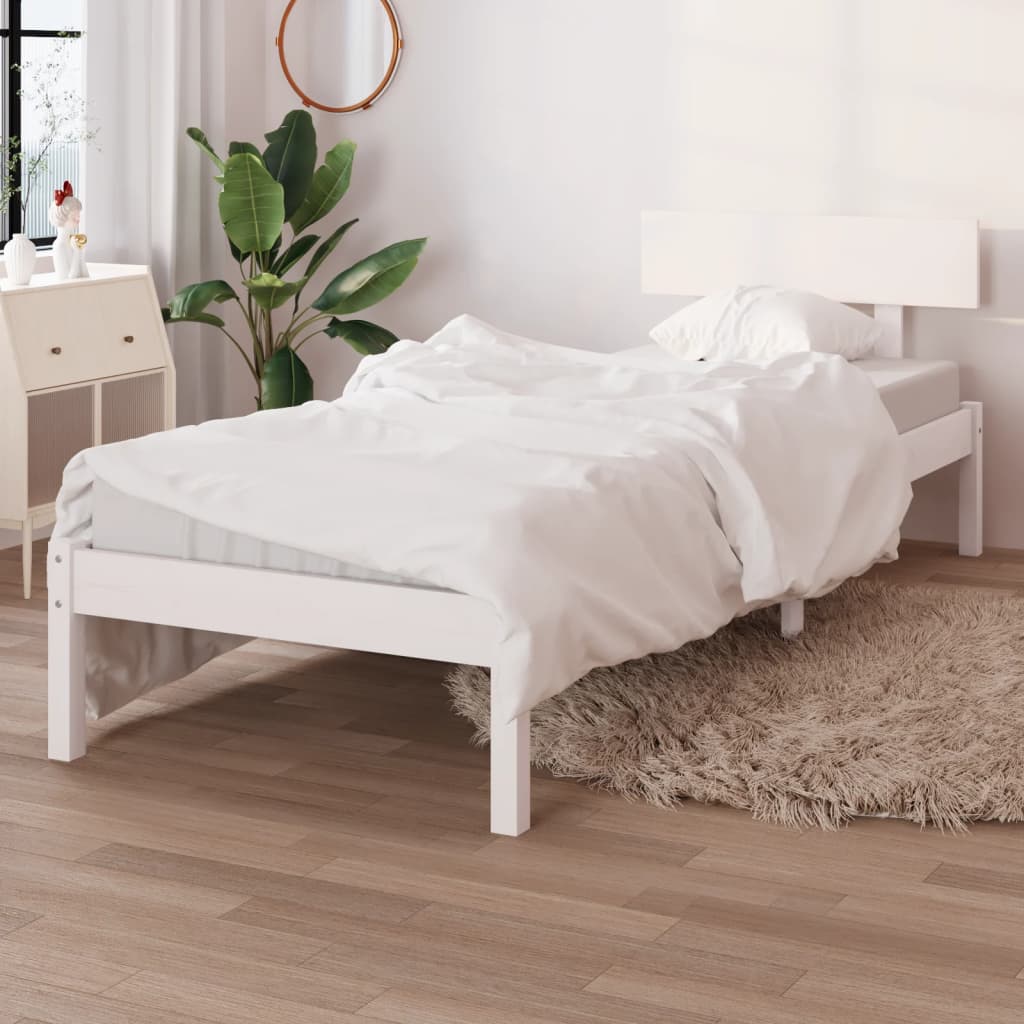 Okvir za krevet od masivne borovine bijeli 100 x 200 cm