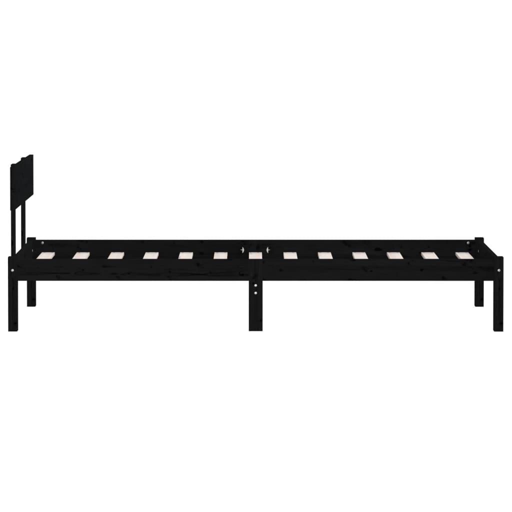 Okvir za krevet od masivne borovine crni 100 x 200 cm