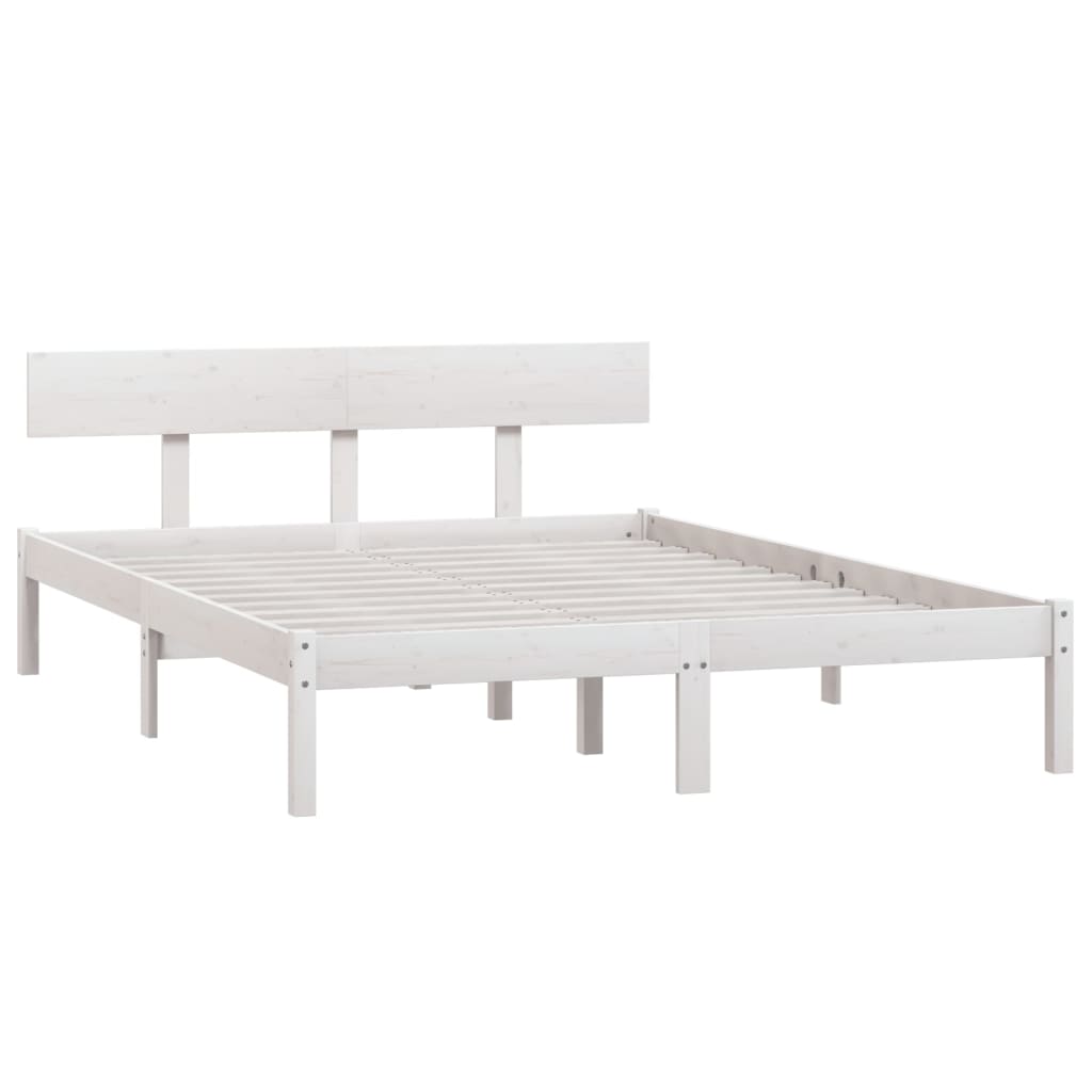 Okvir za krevet masivna borovina bijeli 150 x 200 cm bračni