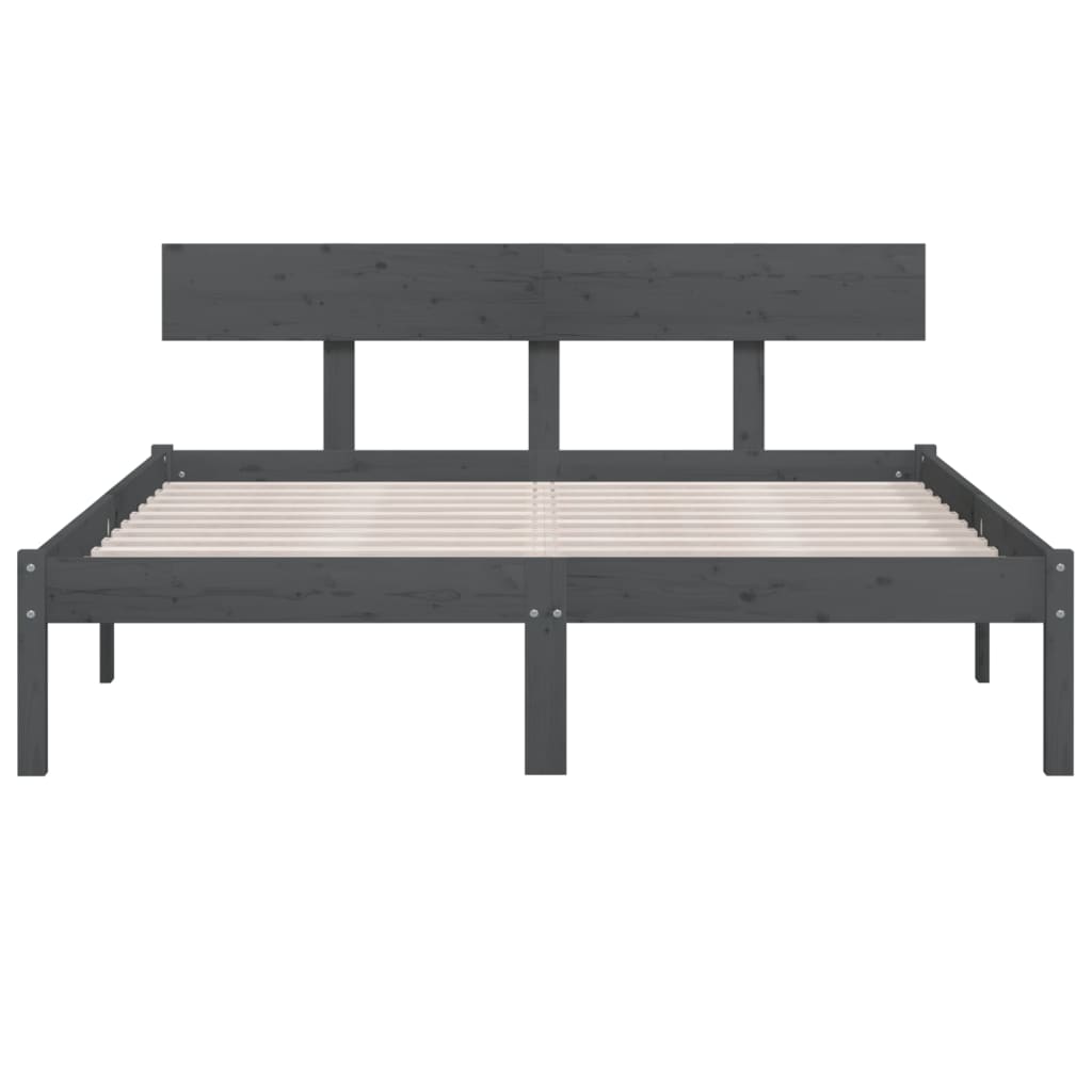 Okvir za krevet od masivne borovine sivi 150x200 cm bračni