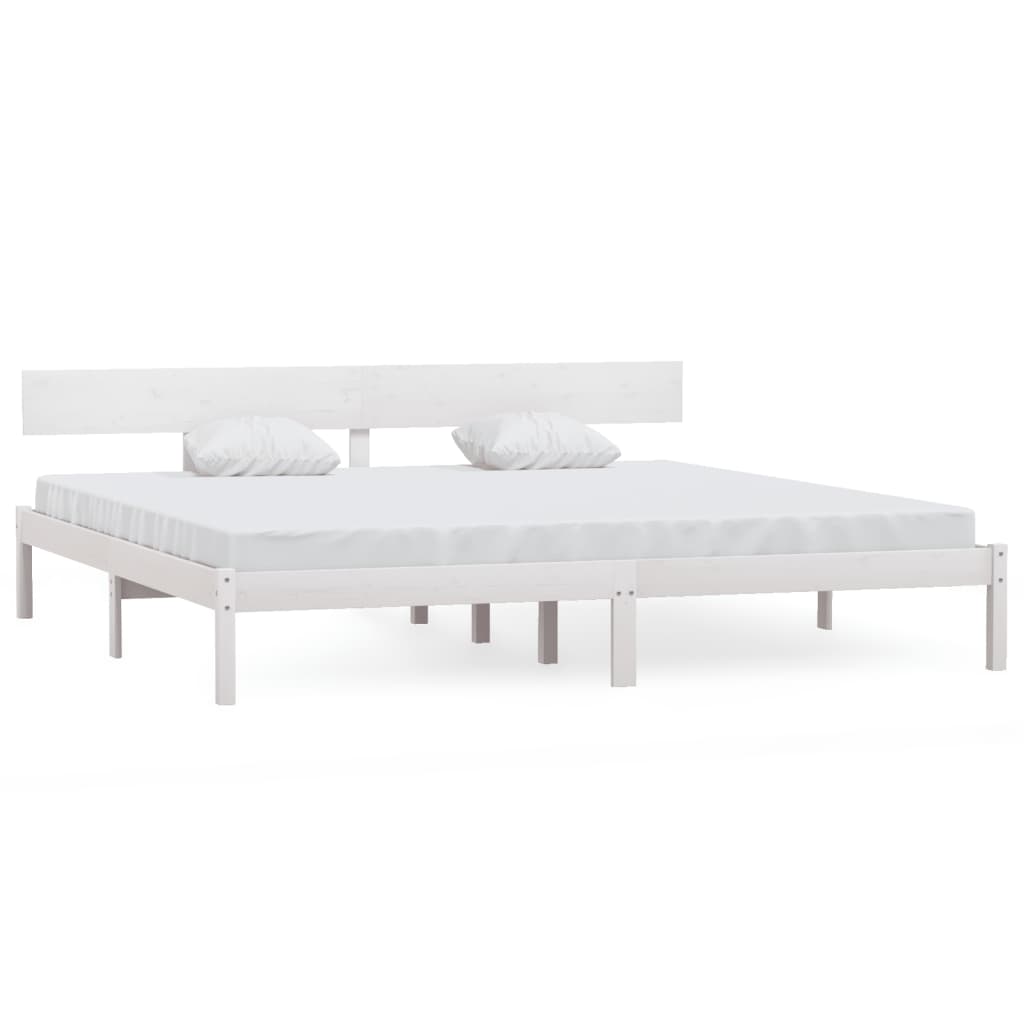Okvir za krevet od borovine bijeli 180 x 200 cm Super King