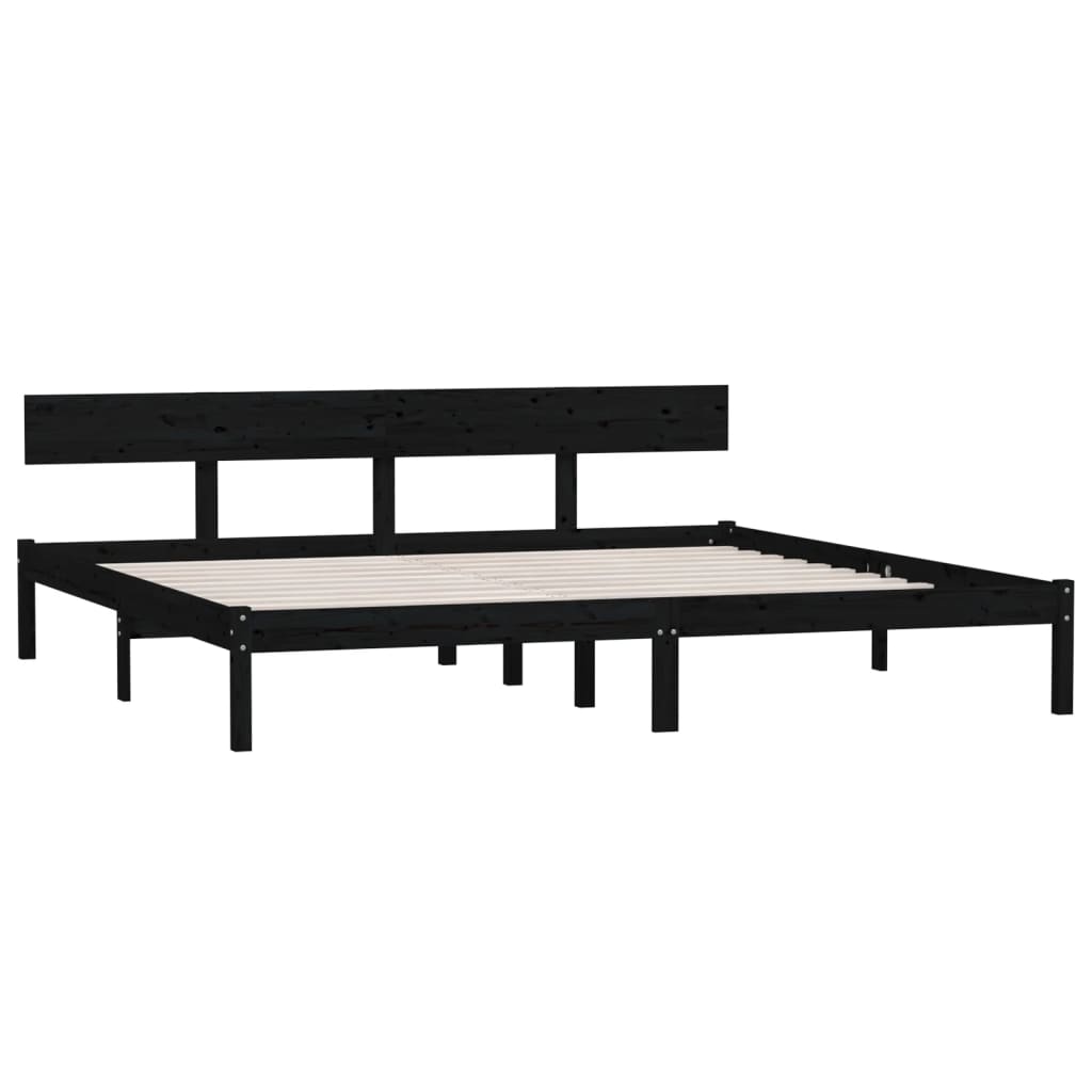 Okvir za krevet od borovine crni 180 x 200 cm bračni