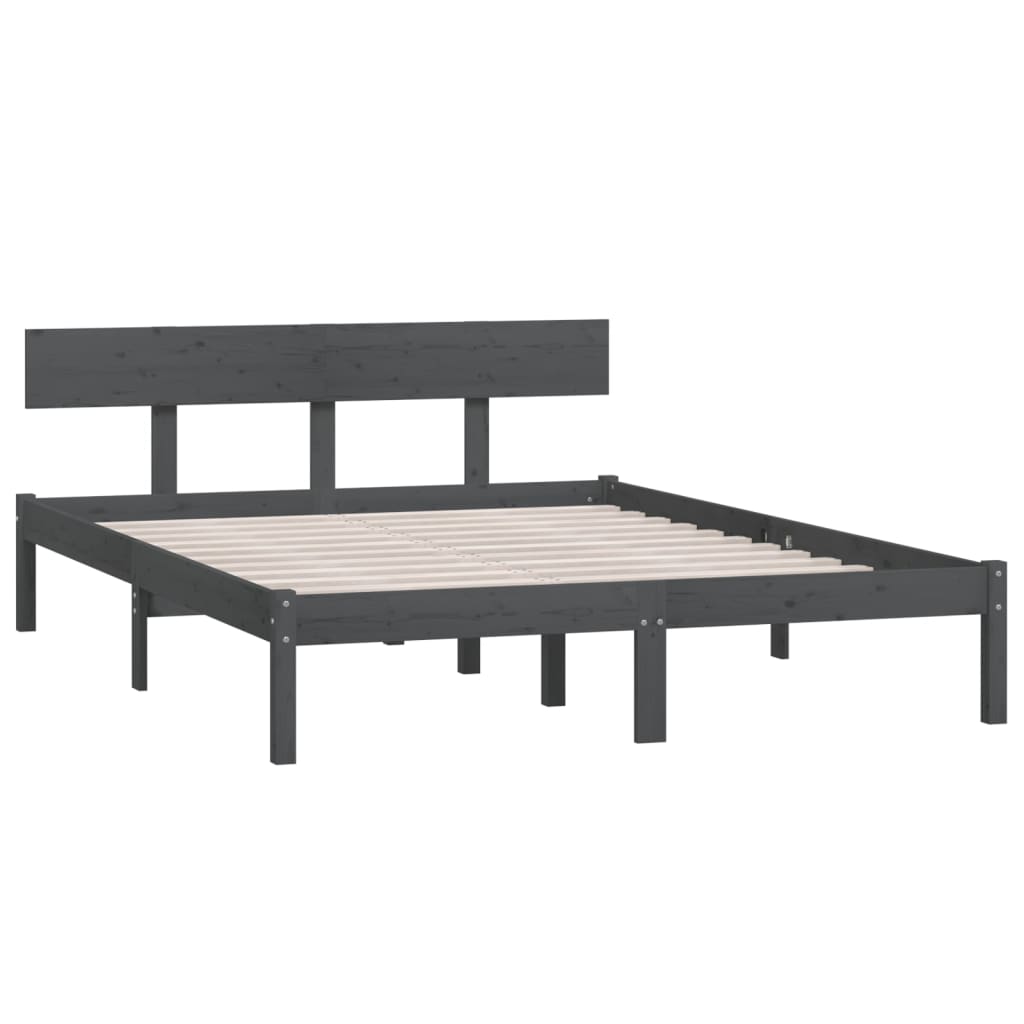 Okvir za krevet od masivne borovine sivi 200 x 200 cm