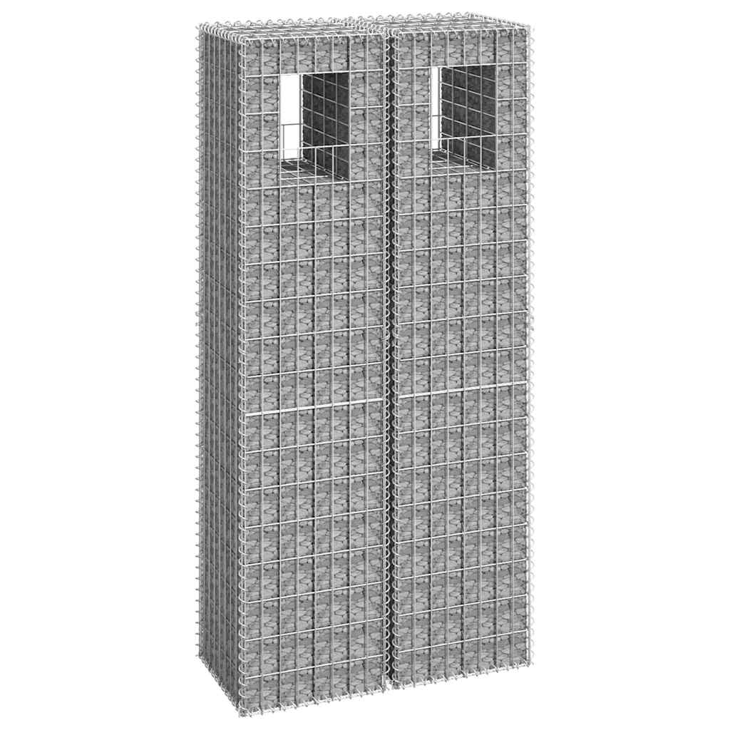 Gabionske stupne košare 2 kom 40 x 40 x 180 cm željezne