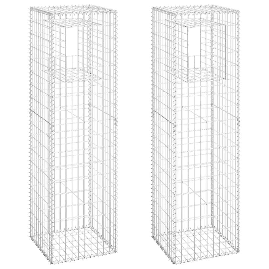 Gabionske stupne košare 2 kom 50 x 50 x 180 cm željezne