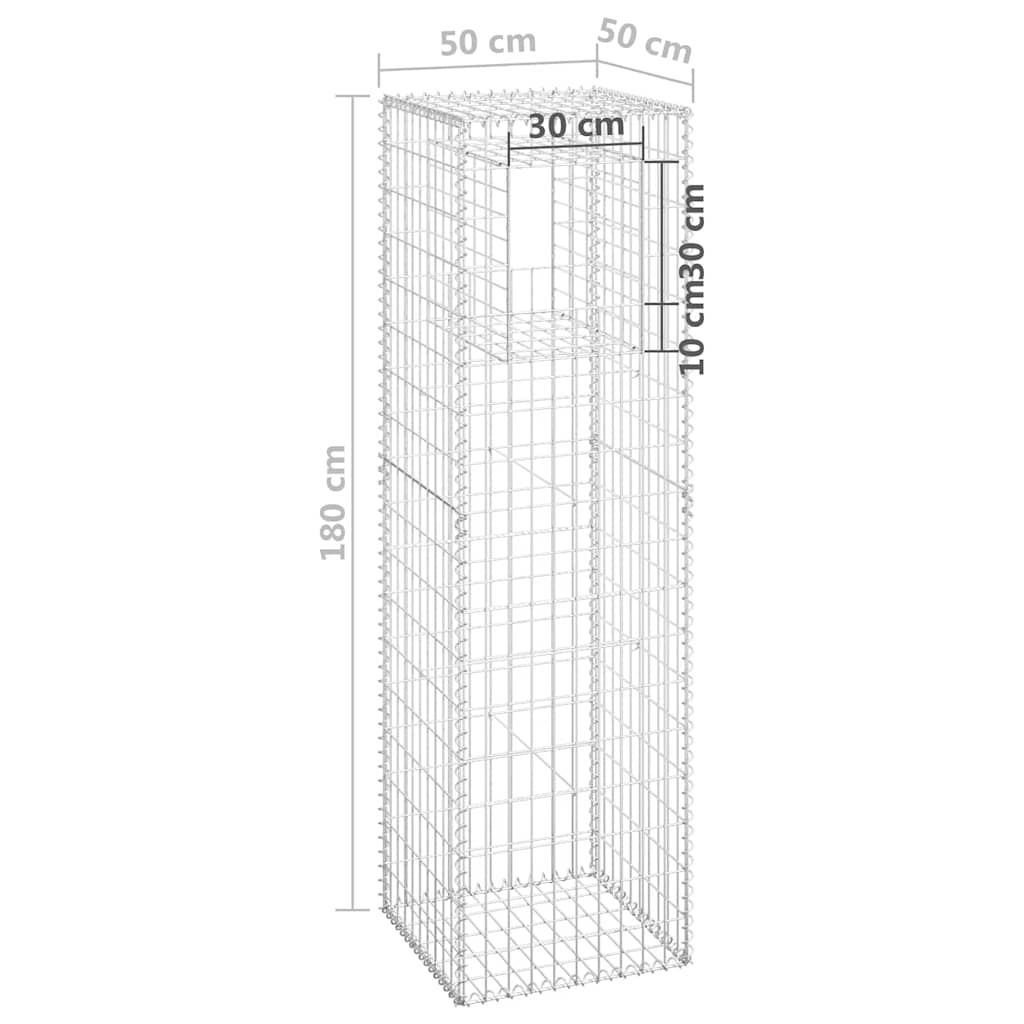 Gabionske stupne košare 2 kom 50 x 50 x 180 cm željezne