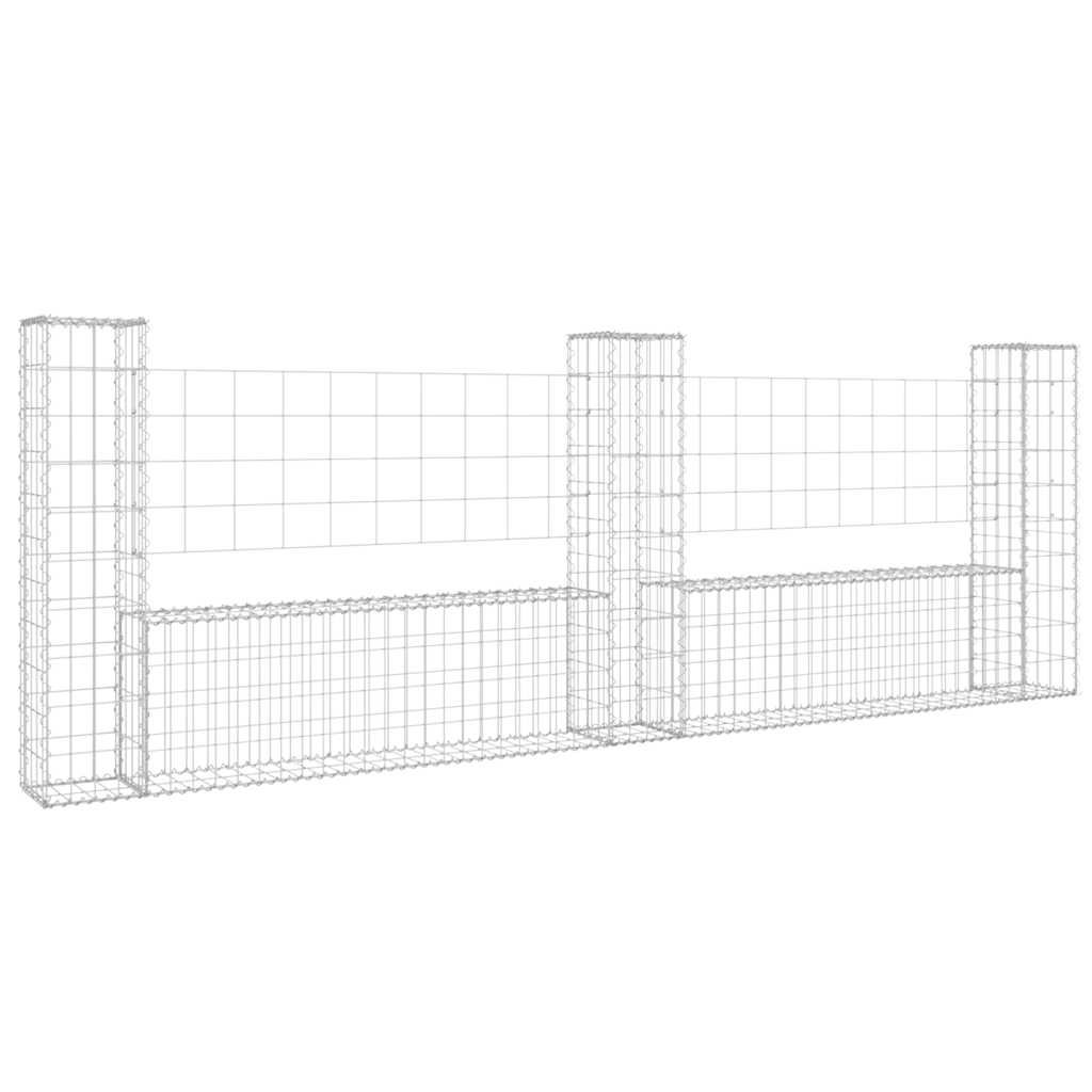 Gabionska košara U-oblika s 3 stupa 260 x 20 x 100 cm željezna