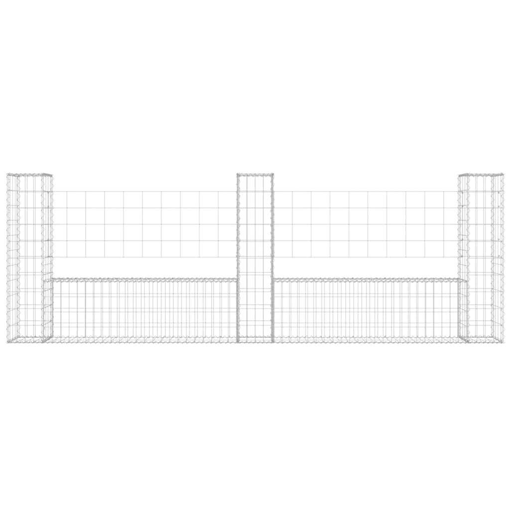 Gabionska košara U-oblika s 3 stupa 260 x 20 x 100 cm željezna