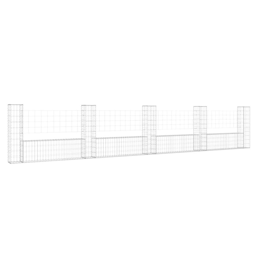 Gabionska košara U-oblika s 5 stupova 500x20x100 cm željezna