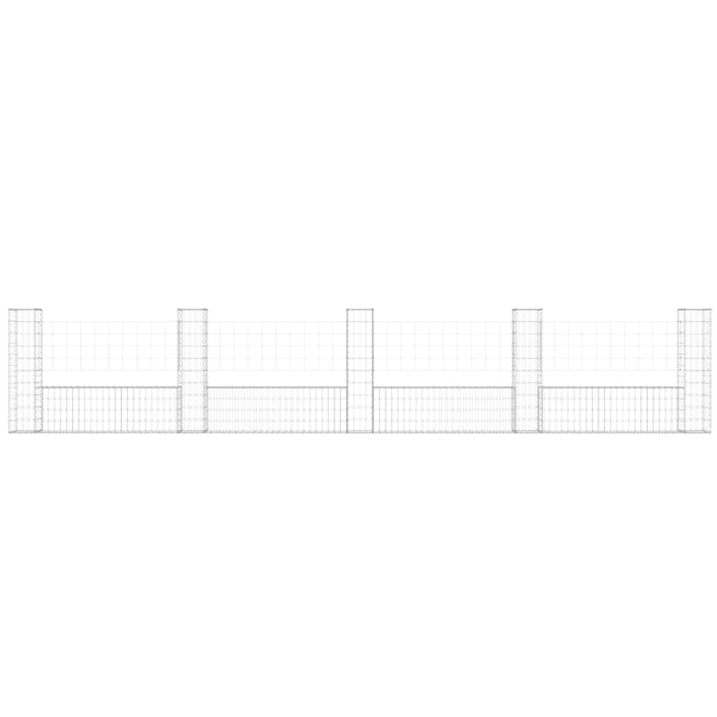 Gabionska košara U-oblika s 5 stupova 500x20x100 cm željezna