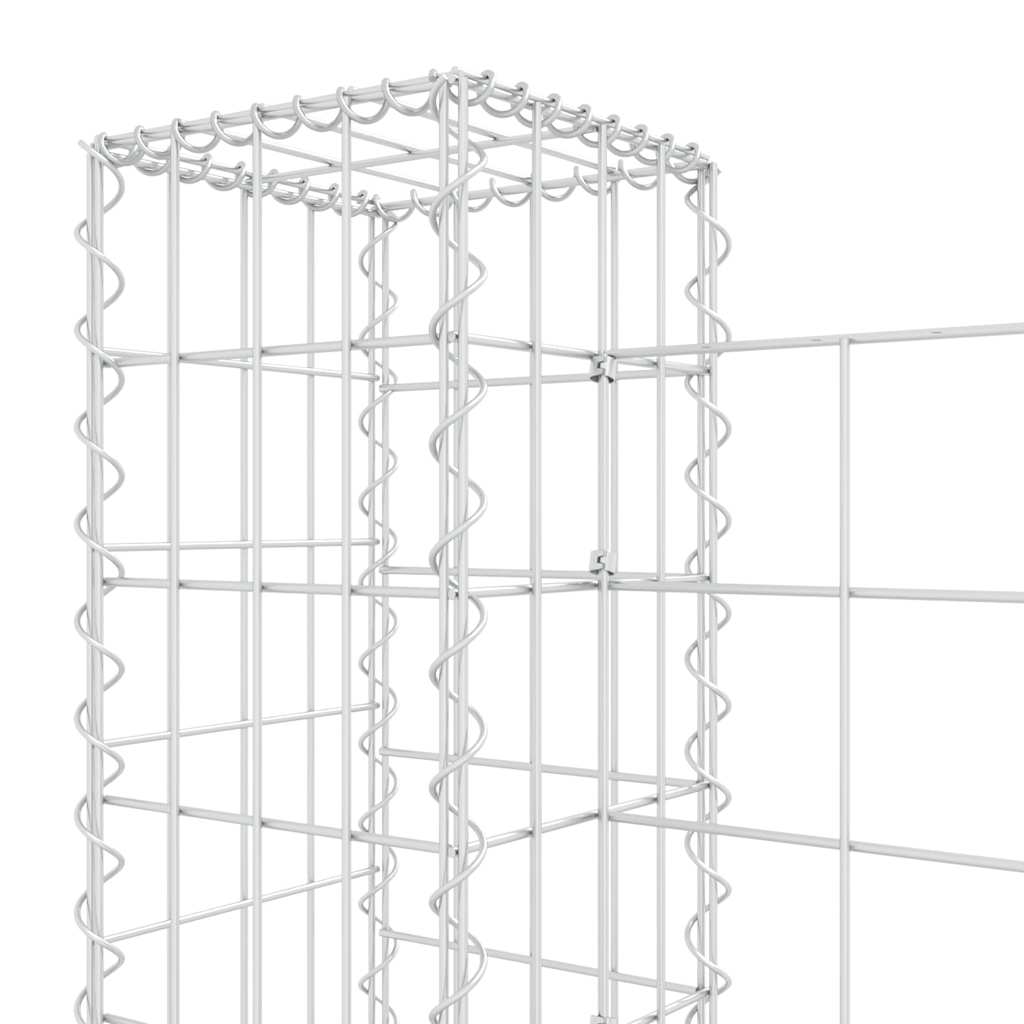Gabionska košara U-oblika s 8 stupova 860x20x100 cm željezna