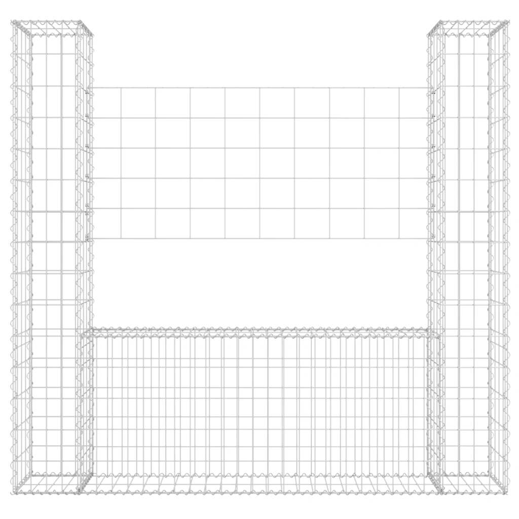 Gabionska košara U-oblika s 2 stupa 140 x 20 x 150 cm željezna