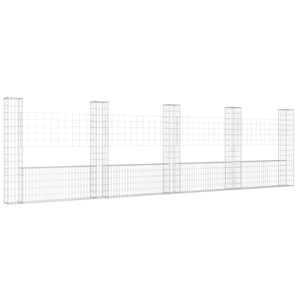 Gabionska košara U-oblika s 5 stupova 500x20x150 cm željezna