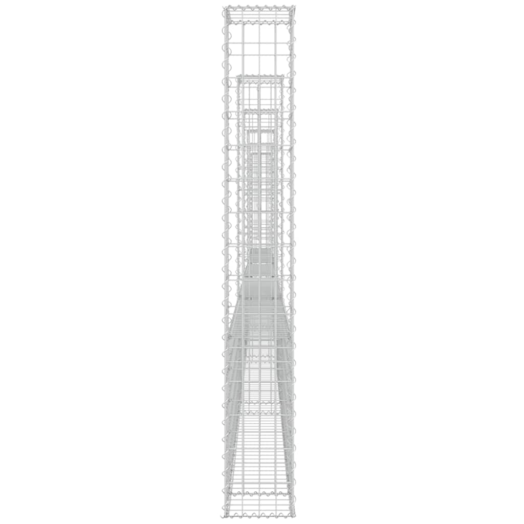 Gabionska košara U-oblika sa 6 stupova 620x20x150 cm željezna