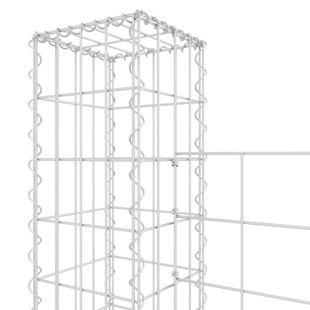 Gabionska košara U-oblika sa 6 stupova 620x20x150 cm željezna