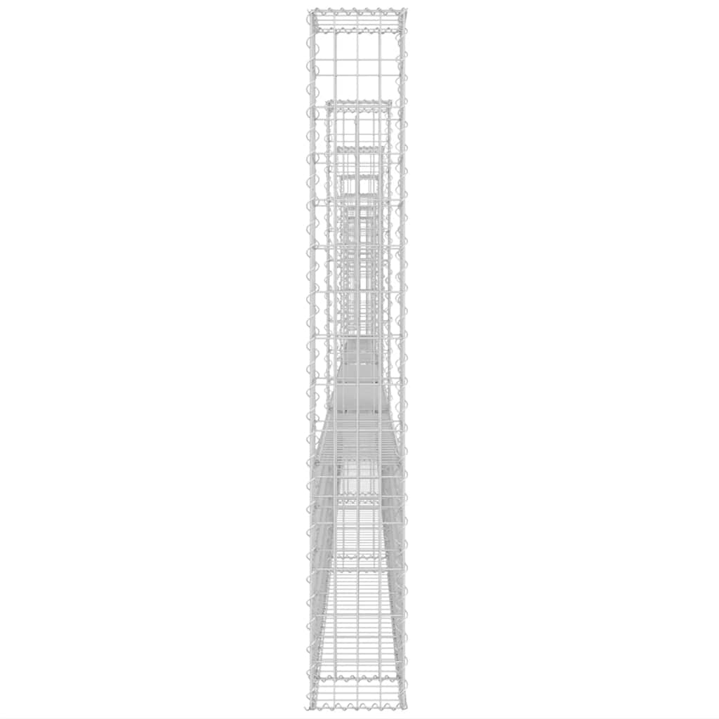 Gabionska košara U-oblika sa 7 stupova 740x20x150 cm željezna