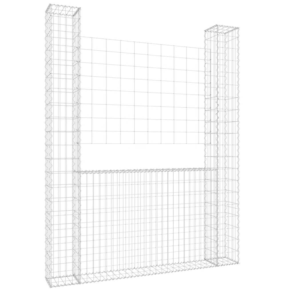 Gabionska košara U-oblika s 2 stupa 140 x 20 x 200 cm željezna