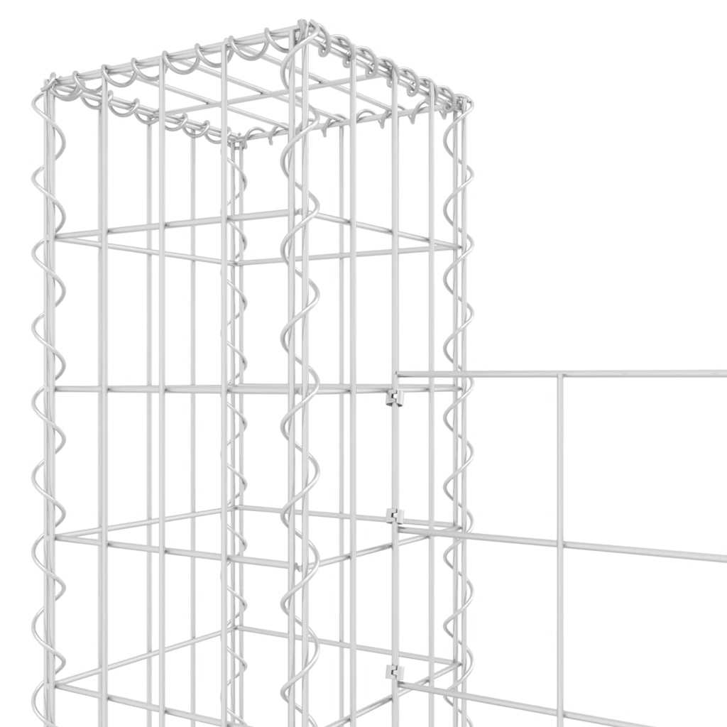 Gabionska košara U-oblika s 2 stupa 140 x 20 x 200 cm željezna