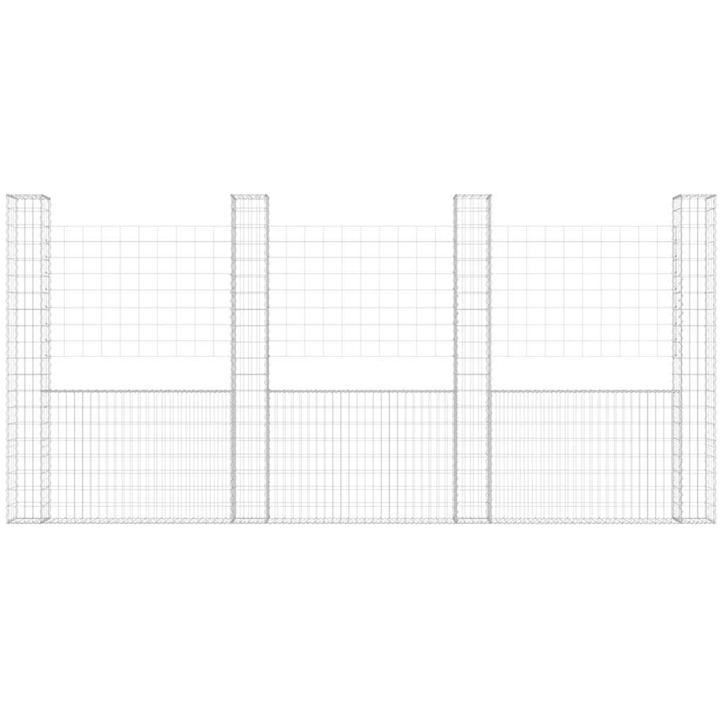Gabionska košara U-oblika s 5 stupova 500x20x200 cm željezna