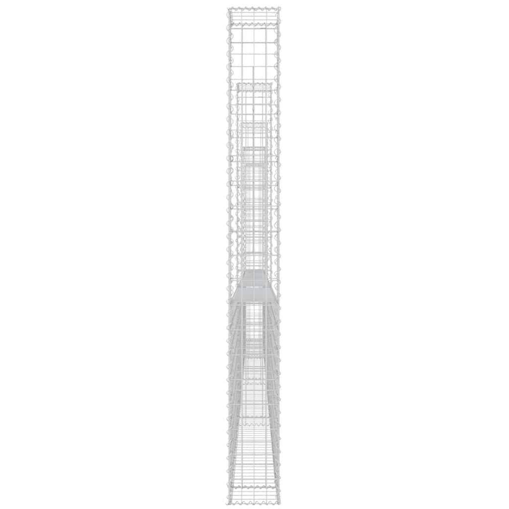 Gabionska košara U-oblika sa 6 stupova 620x20x200 cm željezna