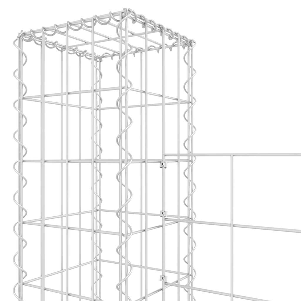 Gabionska košara U-oblika sa 7 stupova 740x20x200 cm željezna