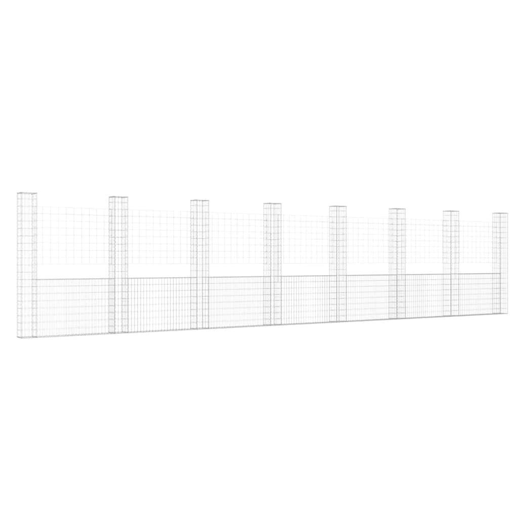 Gabionska košara U-oblika s 8 stupova 860x20x200 cm željezna
