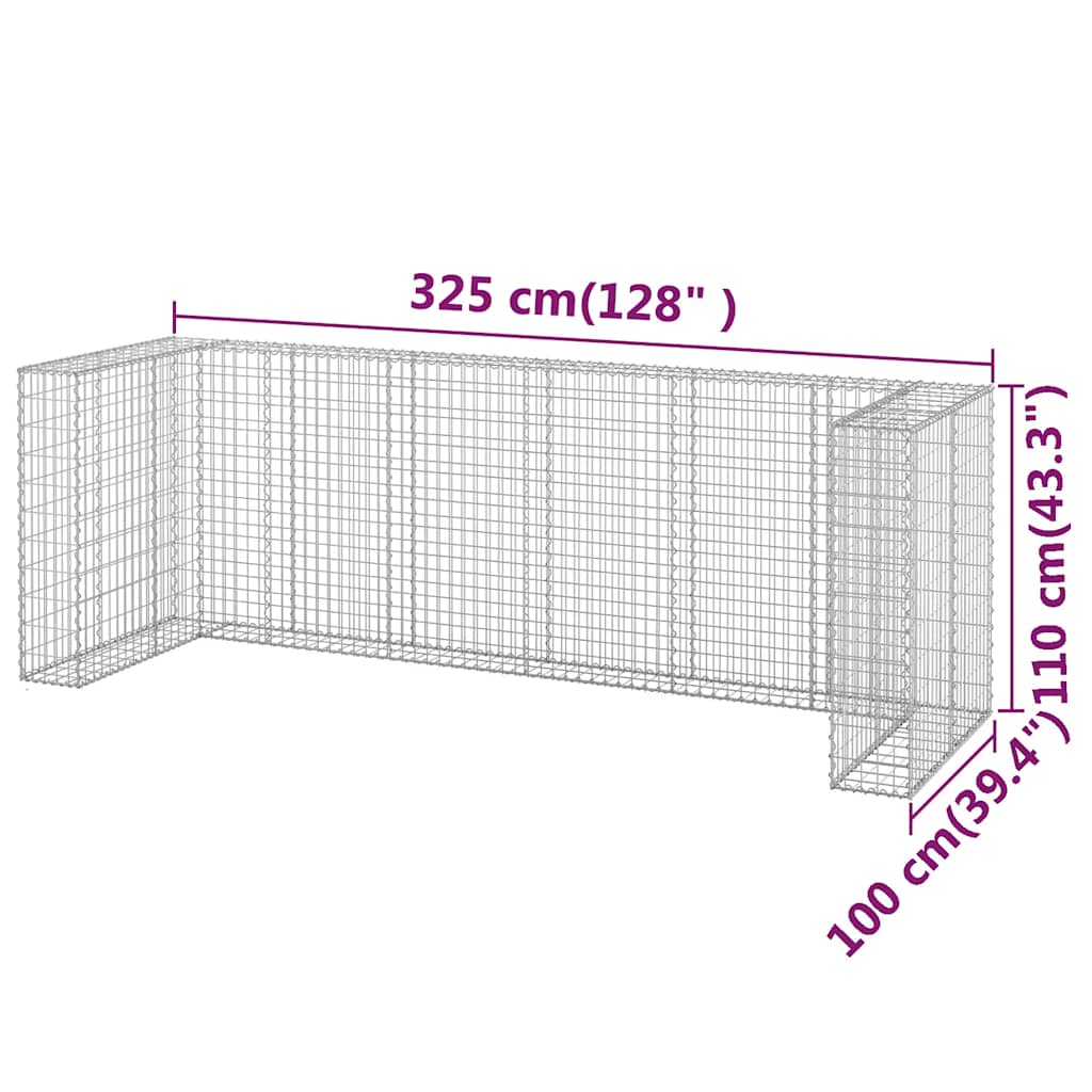 Gabionski zid za kante od pocinčanog čelika 325 x 100 x 110 cm