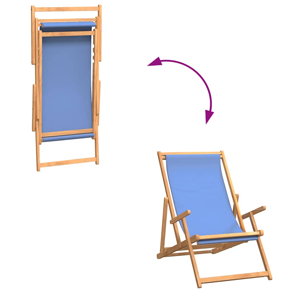 Sklopiva stolica za plažu od masivne tikovine plava