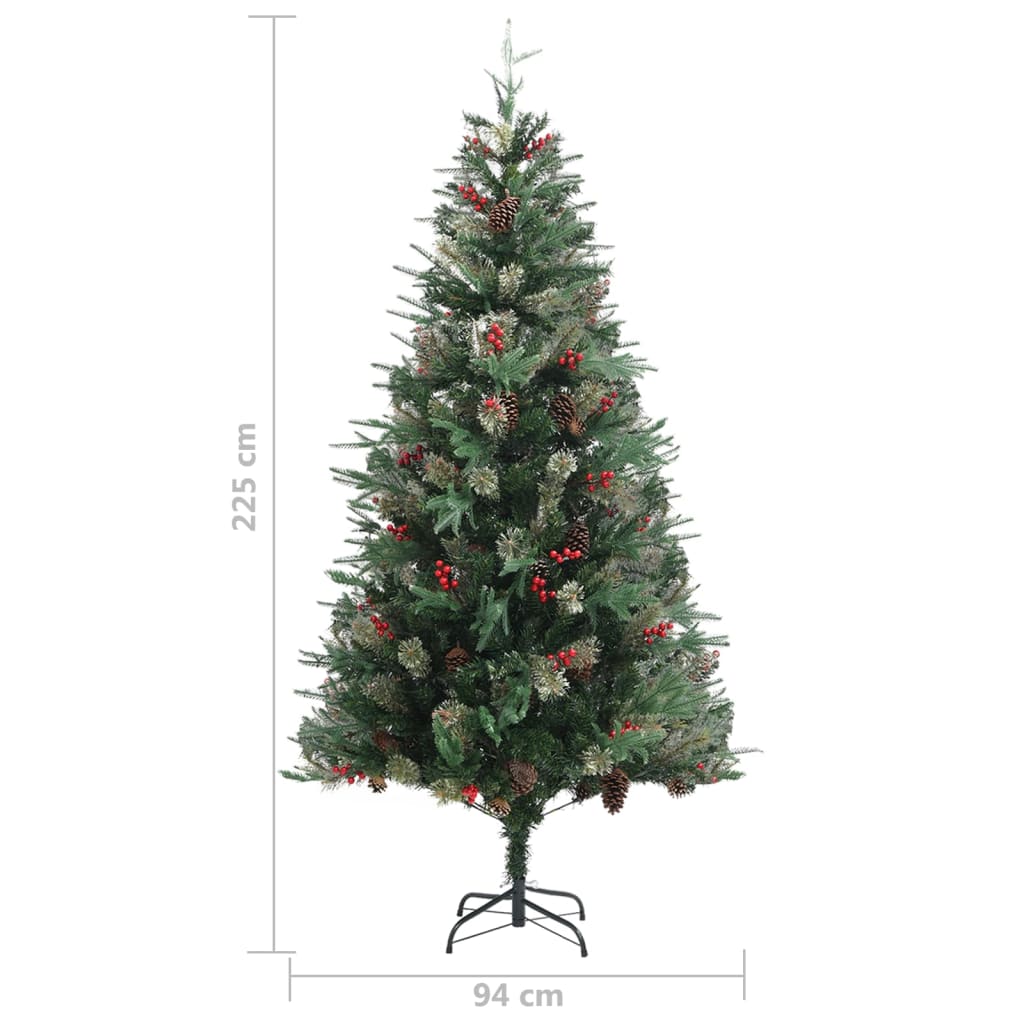 Božićno drvce sa šiškama zeleno 225 cm PVC i PE
