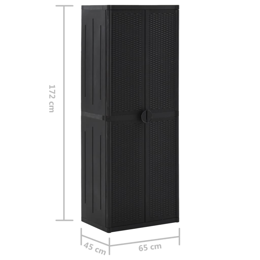 Vrtni ormarić za pohranu crni 65 x 45 x 172 cm PP ratan