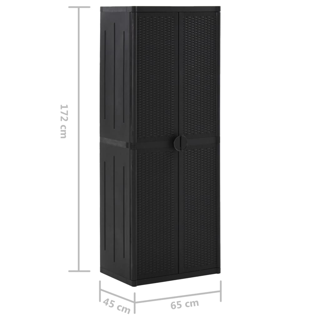 Vrtni ormarić za pohranu crni 65 x 45 x 172 cm PP ratan