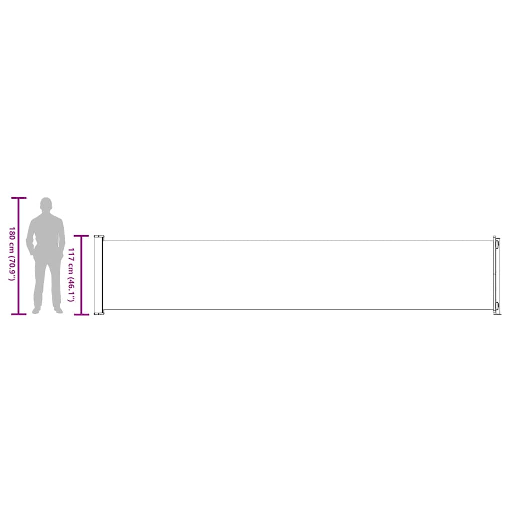 Uvlačiva bočna tenda za terasu 117 x 600 cm krem