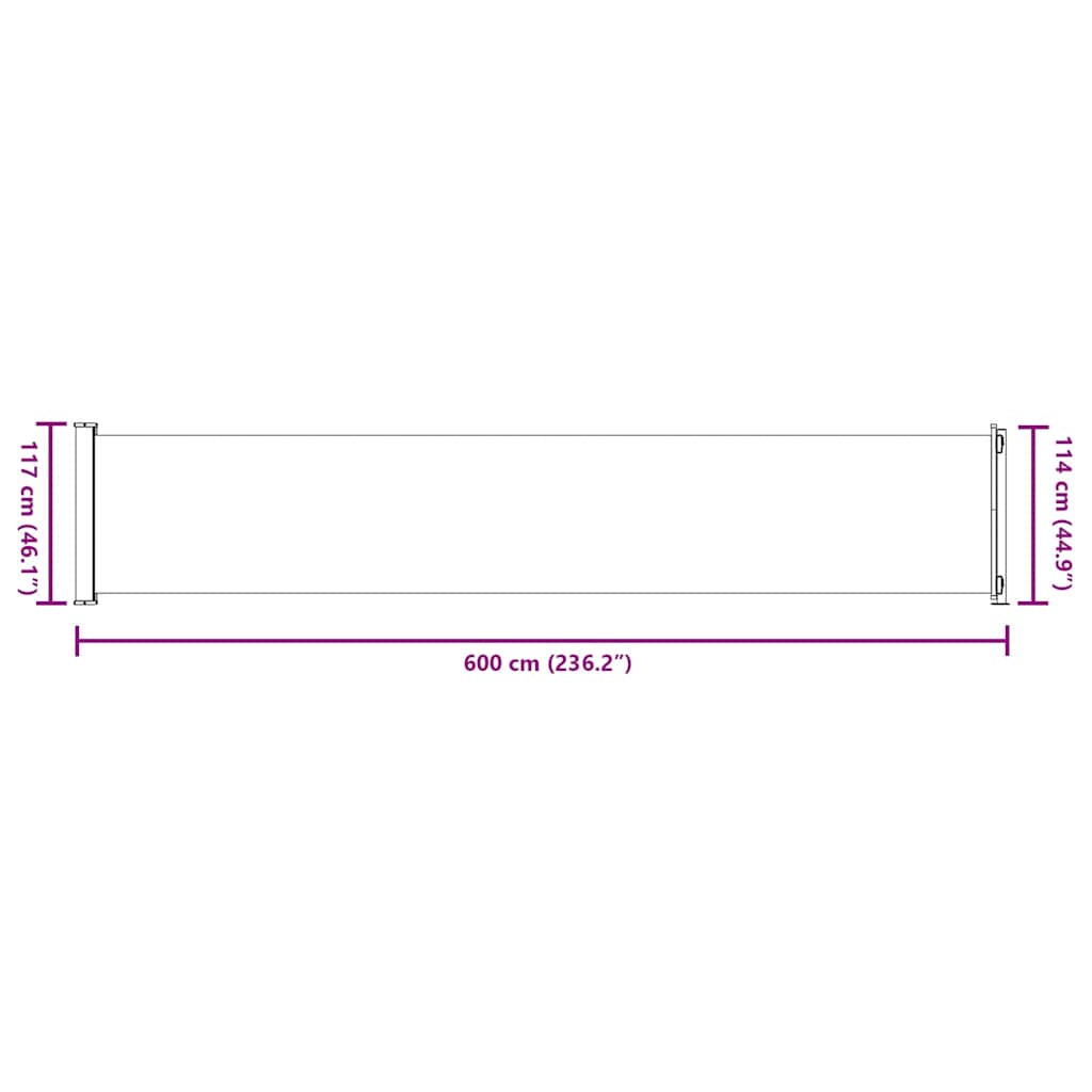 Uvlačiva bočna tenda za terasu 117 x 600 cm crvena