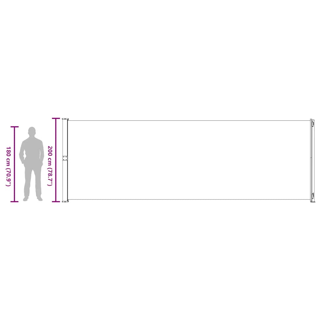 Uvlačiva bočna tenda za terasu 200 x 600 cm crna
