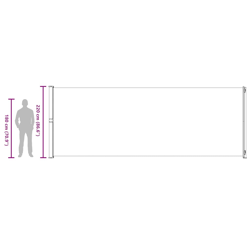Uvlačiva bočna tenda za terasu 220 x 600 cm crvena