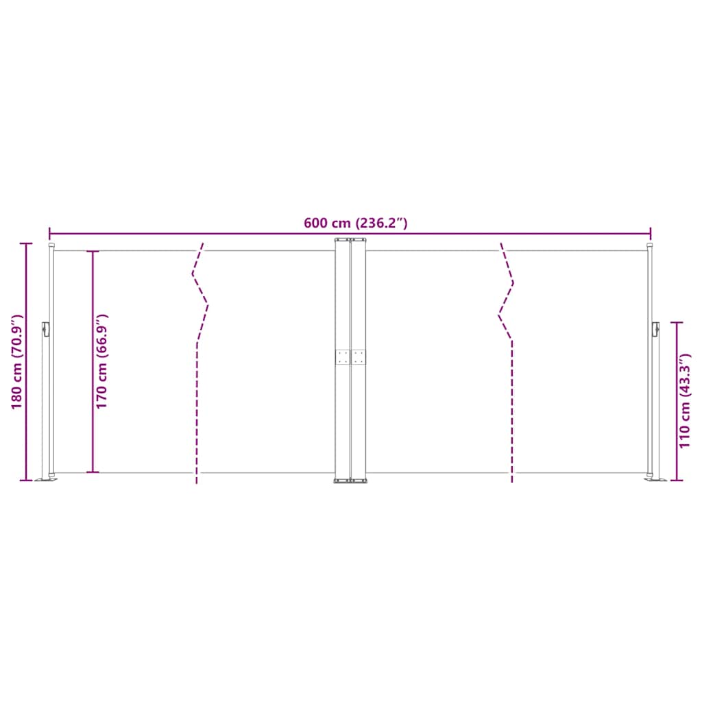 Uvlačiva bočna tenda plava180 x 600 cm