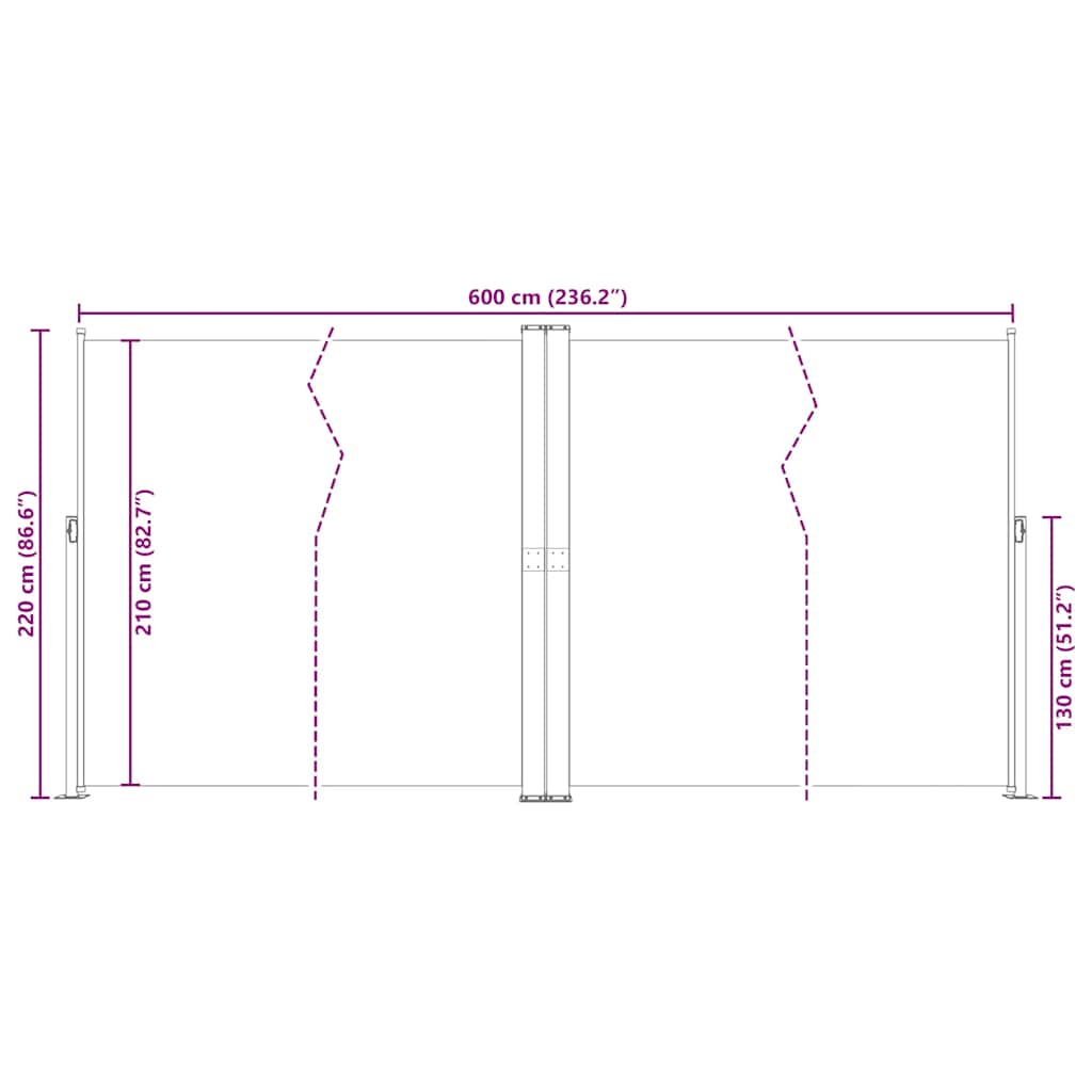 Uvlačiva bočna tenda smeđa 220 x 600 cm