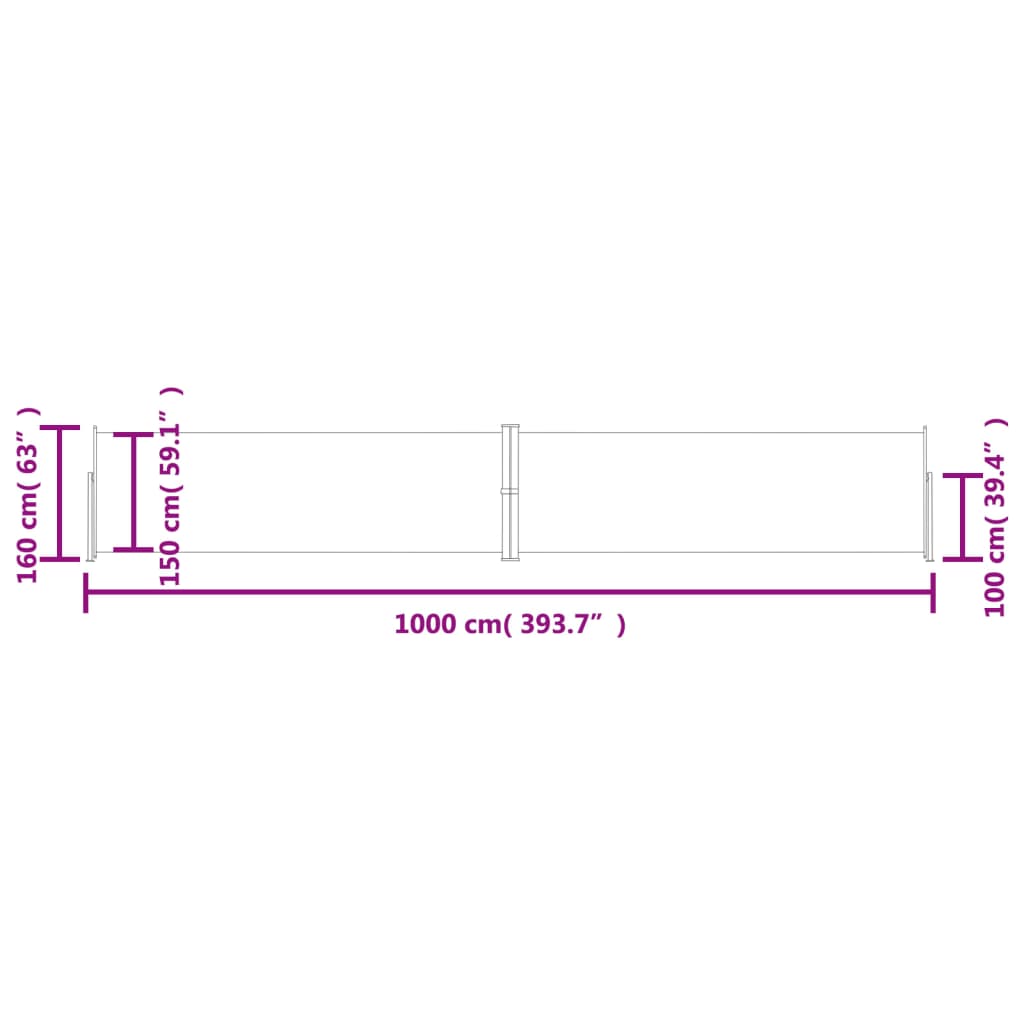 Uvlačiva bočna tenda plava 160 x 1000 cm