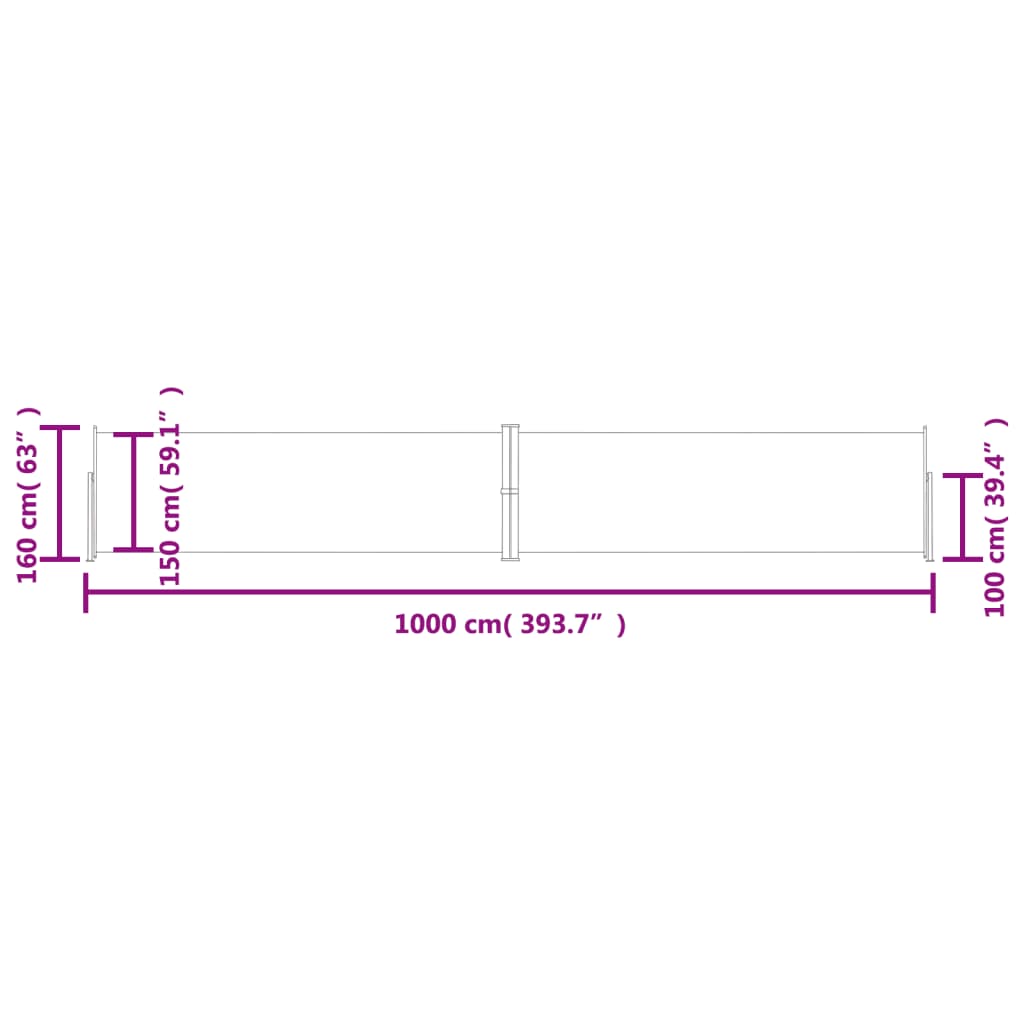 Uvlačiva bočna tenda crvena 160 x 1000 cm