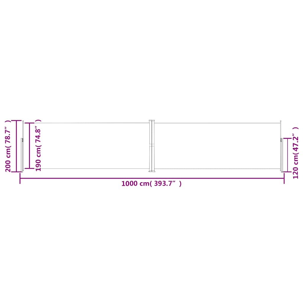 Uvlačiva bočna tenda krem 200 x 1000 cm