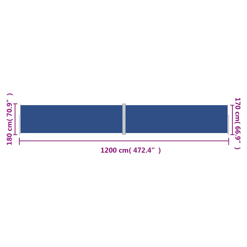 Uvlačiva bočna tenda plava 180 x 1200 cm