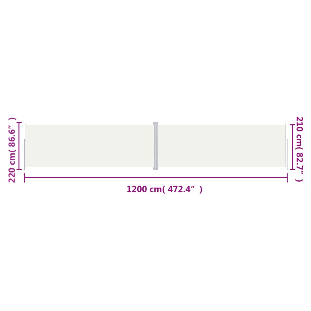 Uvlačiva bočna tenda krem 220 x 1200 cm