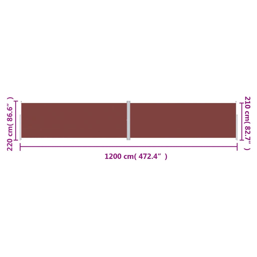 Uvlačiva bočna tenda smeđa 220 x 1200 cm